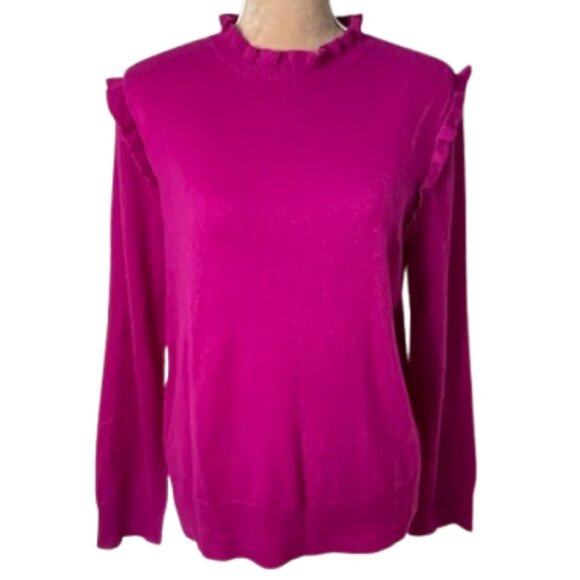Tyler Boe 100% Cashmere Ruffled Feminie Pullover Sweater NWOT Large - Picture 1 of 8